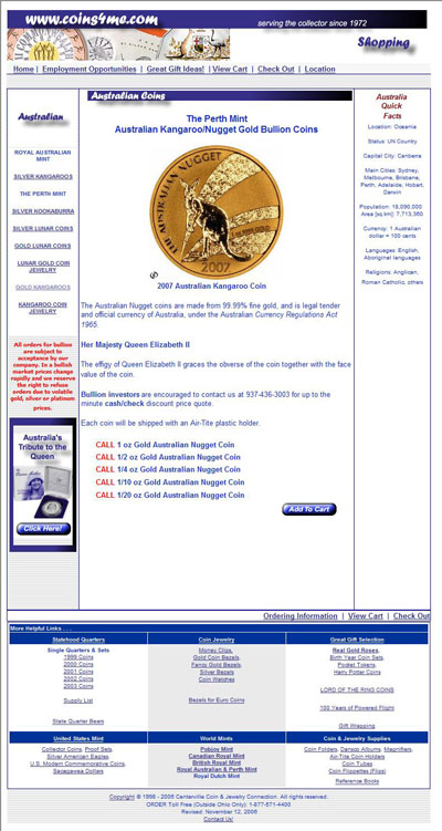 Center Coin Centerville Coin & Jewelry Connection Coins4Me Australian Kangaroo Gold Bullion Coin Page